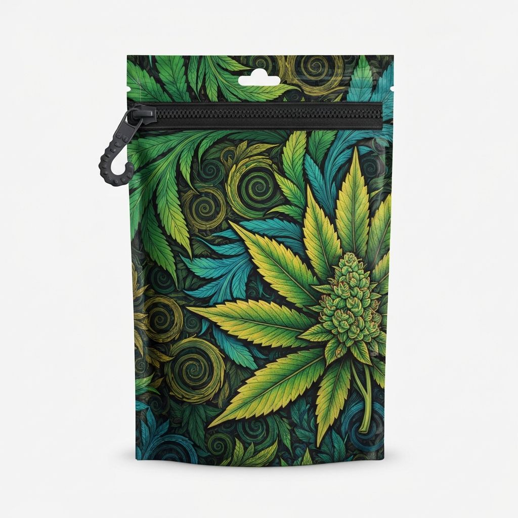 Custom branded mylar bag for cannabis flower